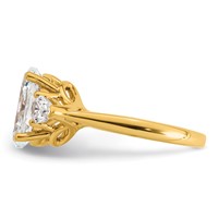 14K Yellow Gold 3.62 Carat Certified Lab Grown Diamond VS+ F+ Oval and Pear Complete Three Stone Engagement Ring view 3