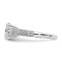 14K White Gold 0.75 Carat Lab Grown Diamond VS+ F+ Oval and Round Semi Mount Three Stone Engagement Ring view 3