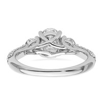 14K White Gold 0.75 Carat Lab Grown Diamond VS+ F+ Oval and Round Semi Mount Three Stone Engagement Ring view 5