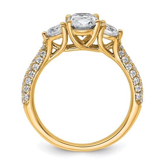 Gold Diamond Oval and Round 3-Stone Bridal Rings