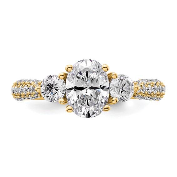 Gold Diamond Oval and Round 3-Stone Bridal Rings