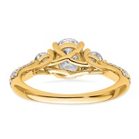 14K Yellow Gold 0.75 Carat Lab Grown Diamond VS+ F+ Oval and Round Semi Mount Three Stone Engagement Ring view 5