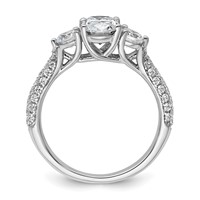 14K White Gold 1.75 Carat Certified Lab Grown Diamond VS+ F+ Oval and Round Complete Three Stone Engagement Ring view 2