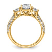 14K Yellow Gold 1.75 Carat Certified Lab Grown Diamond VS+ F+ Oval and Round Complete Three Stone Engagement Ring view 2