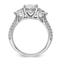 14K White Gold 2.50 Carat Certified Lab Grown Diamond VS+ F+ Oval and Round Complete Three Stone Engagement Ring view 2