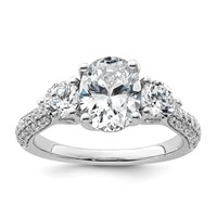 14K White Gold 2.50 Carat Certified Lab Grown Diamond VS+ F+ Oval and Round Complete Three Stone Engagement Ring view 1