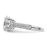 14K White Gold 1.20 Carat Lab Grown Diamond VS+ F+ Oval and Round Semi Mount Three Stone Engagement Ring view 3