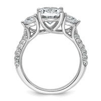 14K White Gold 3.20 Carat Certified Lab Grown Diamond VS+ F+ Oval and Round Complete Three Stone Engagement Ring view 2
