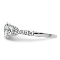 14K White Gold 0.75 Carat Lab Grown Diamond VS+ F+ Oval and Round Semi Mount Three Stone Engagement Ring view 3