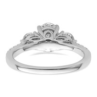 14K White Gold 0.75 Carat Lab Grown Diamond VS+ F+ Oval and Round Semi Mount Three Stone Engagement Ring view 5