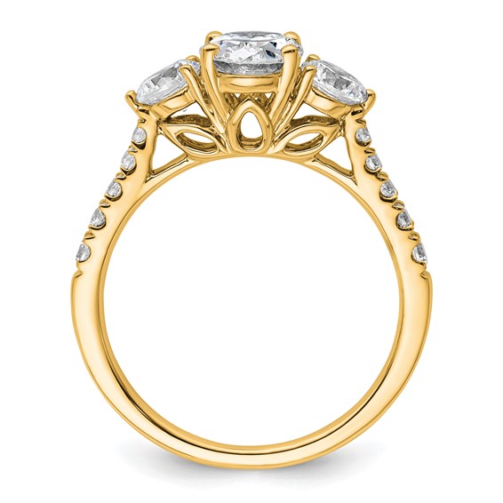 Gold Diamond Oval and Round 3-Stone Bridal Rings