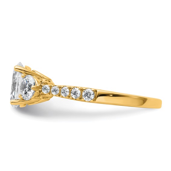 Gold Diamond Oval and Round 3-Stone Bridal Rings