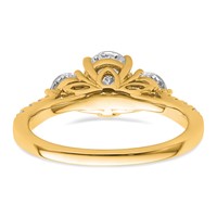 14K Yellow Gold 0.75 Carat Lab Grown Diamond VS+ F+ Oval and Round Semi Mount Three Stone Engagement Ring view 5