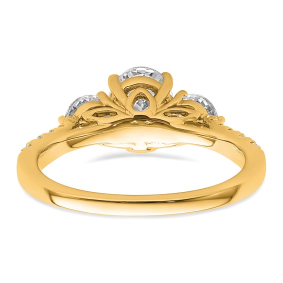 Gold Diamond Oval and Round 3-Stone Bridal Rings