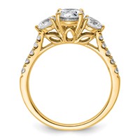 14K Yellow Gold 1.75 Carat Certified Lab Grown Diamond VS+ F+ Oval and Round Complete Three Stone Engagement Ring view 2