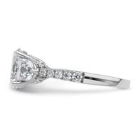 14K White Gold 1 Carat Lab Grown Diamond VS+ F+ Oval and Round Semi Mount Three Stone Engagement Ring view 3