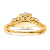 14K Yellow Gold 1 Carat Lab Grown Diamond VS+ F+ Oval and Round Semi Mount Three Stone Engagement Ring view 5
