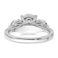 14K White Gold 1.25 Carat Lab Grown Diamond VS+ F+ Oval and Round Semi Mount Three Stone Engagement Ring view 5