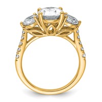 14K Yellow Gold 1.25 Carat Lab Grown Diamond VS+ F+ Oval and Round Semi Mount Three Stone Engagement Ring view 2