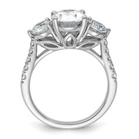 14K White Gold 3.25 Carat Certified Lab Grown Diamond VS+ F+ Oval and Round Complete Three Stone Engagement Ring view 2