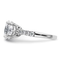 14K White Gold 3.25 Carat Certified Lab Grown Diamond VS+ F+ Oval and Round Complete Three Stone Engagement Ring view 3