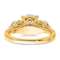 14K Yellow Gold 3.25 Carat Certified Lab Grown Diamond VS+ F+ Oval and Round Complete Three Stone Engagement Ring view 5