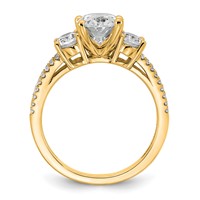 14K Yellow Gold 2.62 Carat Certified Lab Grown Diamond VS+ F+ Oval Complete Three Stone Engagement Ring view 2