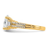 14K Yellow Gold 2.62 Carat Certified Lab Grown Diamond VS+ F+ Oval Complete Three Stone Engagement Ring view 3