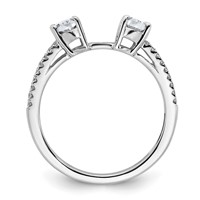 14K White Gold 0.88 Carat Lab Grown Diamond VS+ F+ Oval Semi Mount Three Stone Engagement Ring view 2