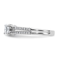 14K White Gold 0.88 Carat Lab Grown Diamond VS+ F+ Oval Semi Mount Three Stone Engagement Ring view 3