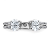 14K White Gold 0.88 Carat Lab Grown Diamond VS+ F+ Oval Semi Mount Three Stone Engagement Ring view 4