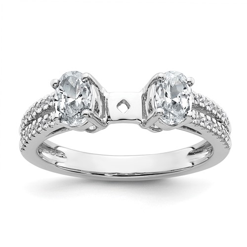 14K White Gold 2.62 Carat Certified Lab Grown Diamond VS+ F+ Oval Complete Three Stone Engagement Ring