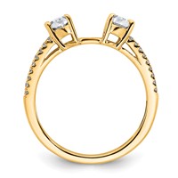 14K Yellow Gold 0.88 Carat Lab Grown Diamond VS+ F+ Oval Semi Mount Three Stone Engagement Ring view 2