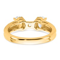 14K Yellow Gold 0.88 Carat Lab Grown Diamond VS+ F+ Oval Semi Mount Three Stone Engagement Ring view 3