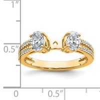 14K Yellow Gold 0.88 Carat Lab Grown Diamond VS+ F+ Oval Semi Mount Three Stone Engagement Ring view 4