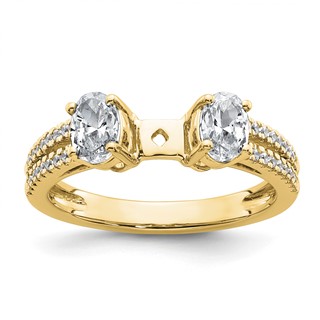 Gold Diamond Oval 3-Stone Bridal Rings