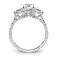 14K White Gold 1.38 Carat Lab Grown Diamond VS+ F+ Complete Cushion and Pear Three Stone Engagement Ring view 2