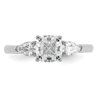 14K White Gold 1.38 Carat Certified Lab Grown Diamond VS+ F+ Complete Cushion and Pear Three Stone Engagement Ring view 4