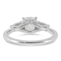 14K White Gold 1.38 Carat Certified Lab Grown Diamond VS+ F+ Complete Cushion and Pear Three Stone Engagement Ring view 5