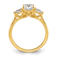14K Yellow Gold 1.38 Carat Certified Lab Grown Diamond VS+ F+ Complete Cushion and Pear Three Stone Engagement Ring view 2