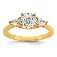 14K Yellow Gold 1.38 Carat Certified Lab Grown Diamond VS+ F+ Complete Cushion and Pear Three Stone Engagement Ring view 1