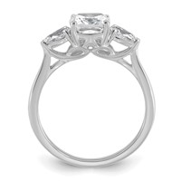 14K White Gold 2 Carat Lab Grown Diamond VS+ F+ Complete Cushion and Pear Three Stone Engagement Ring view 2