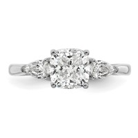 14K White Gold 2 Carat Lab Grown Diamond VS+ F+ Complete Cushion and Pear Three Stone Engagement Ring view 4