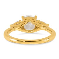 14K Yellow Gold 2 Carat Lab Grown Diamond VS+ F+ Complete Cushion and Pear Three Stone Engagement Ring view 5