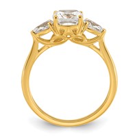 14K Yellow Gold 2 Carat Certified Lab Grown Diamond VS+ F+ Complete Cushion and Pear Three Stone Engagement Ring view 2