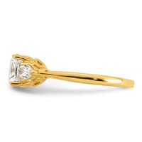 14K Yellow Gold 2 Carat Certified Lab Grown Diamond VS+ F+ Complete Cushion and Pear Three Stone Engagement Ring view 3