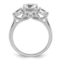 14K White Gold 2.50 Carat Lab Grown Diamond VS+ F+ Complete Cushion and Pear Three Stone Engagement Ring view 2