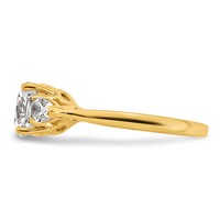 14K Yellow Gold 2.50 Carat Lab Grown Diamond VS+ F+ Complete Cushion and Pear Three Stone Engagement Ring view 3