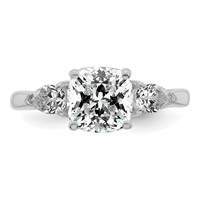 14K White Gold 2.50 Carat Certified Lab Grown Diamond VS+ F+ Complete Cushion and Pear Three Stone Engagement Ring view 4