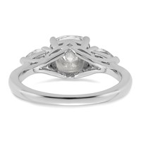 14K White Gold 2.50 Carat Certified Lab Grown Diamond VS+ F+ Complete Cushion and Pear Three Stone Engagement Ring view 5